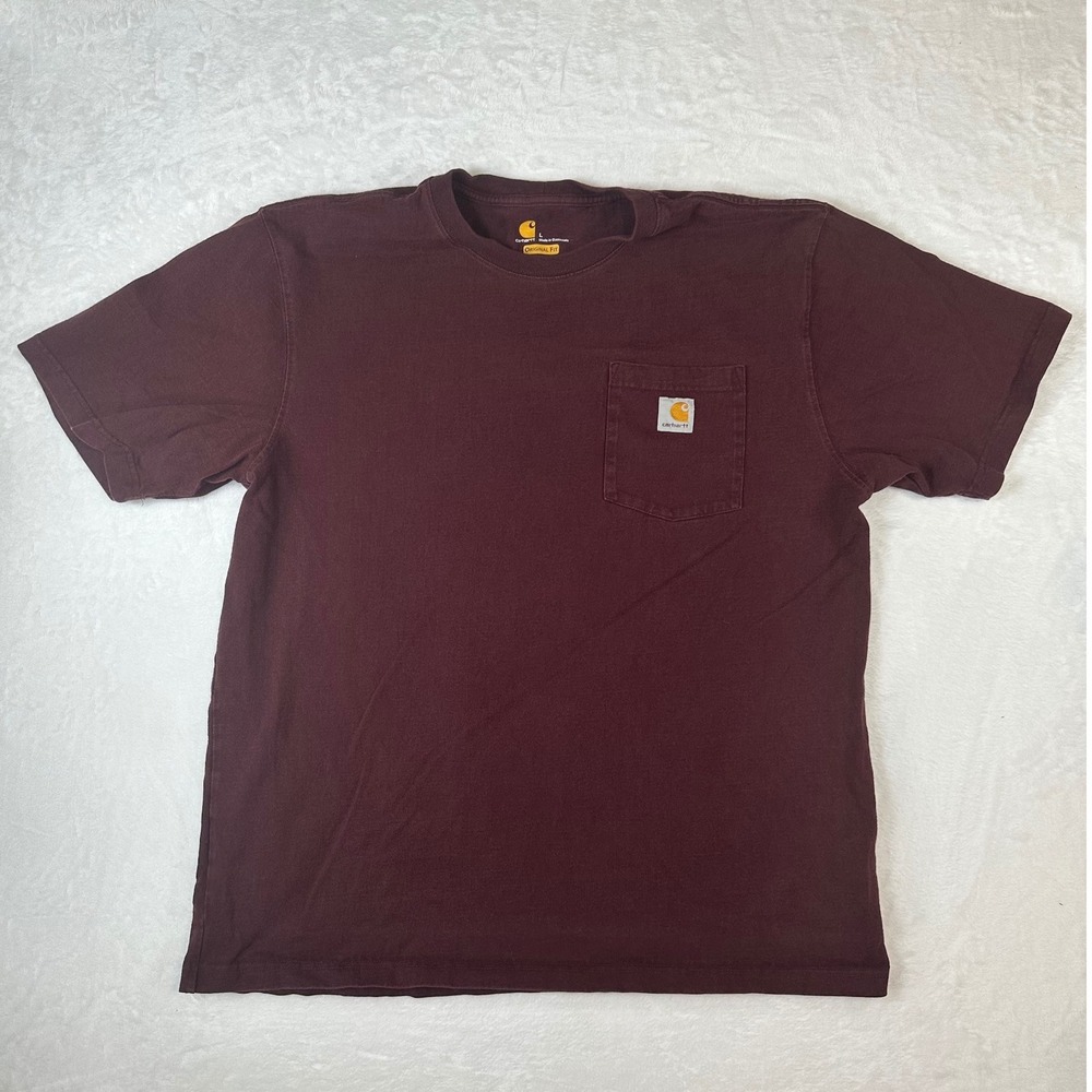 Carhartt Mens K87 Workwear Pocket T-Shirt Burgundy Maroon Original Fit Large